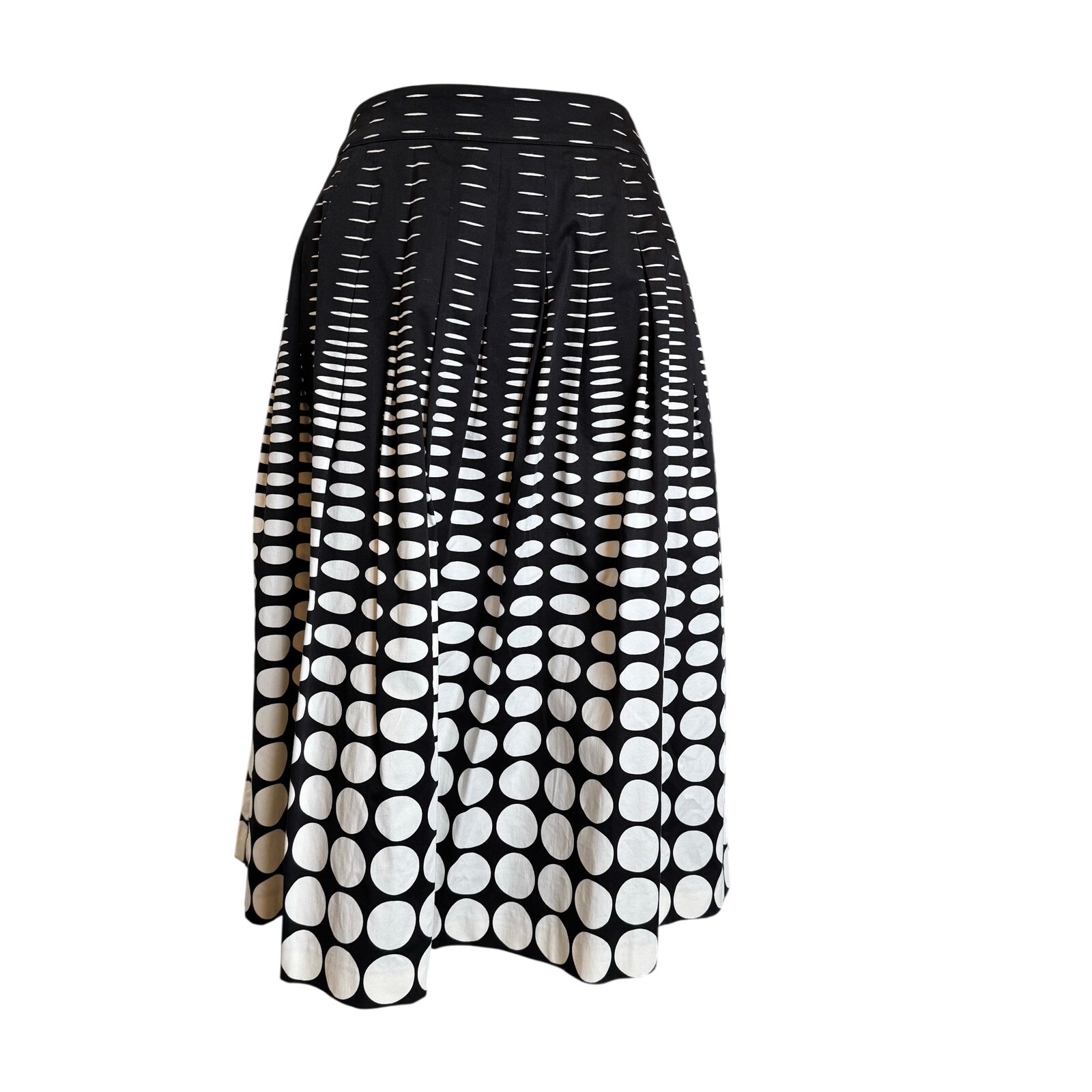 Talbots Skirt Womens Size 8 Black White Modern Print Cotton Blend Fit N Flare